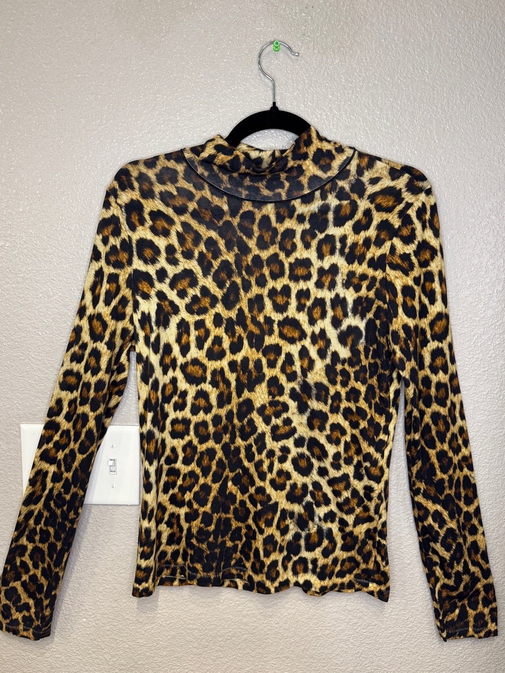 Rag & Bone Leopard Cheetah Print Mock Neck Long Sleeve Top Mob Wife Layering
